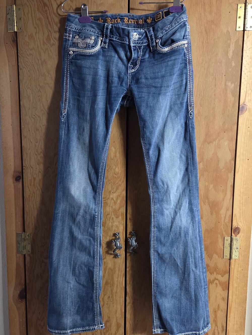 Rock Revival Blue Wide Leg Jeans with Contrast Stitching 28